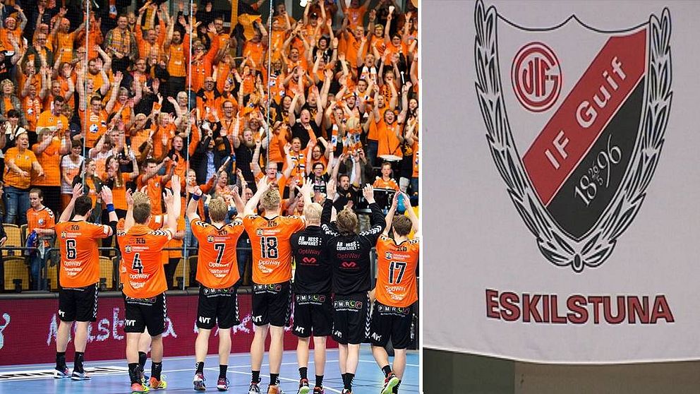 Montage IFK Kristianstads supportrar och Guifs logga