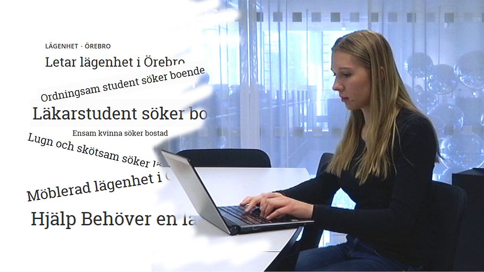 Frida Collin framför dator