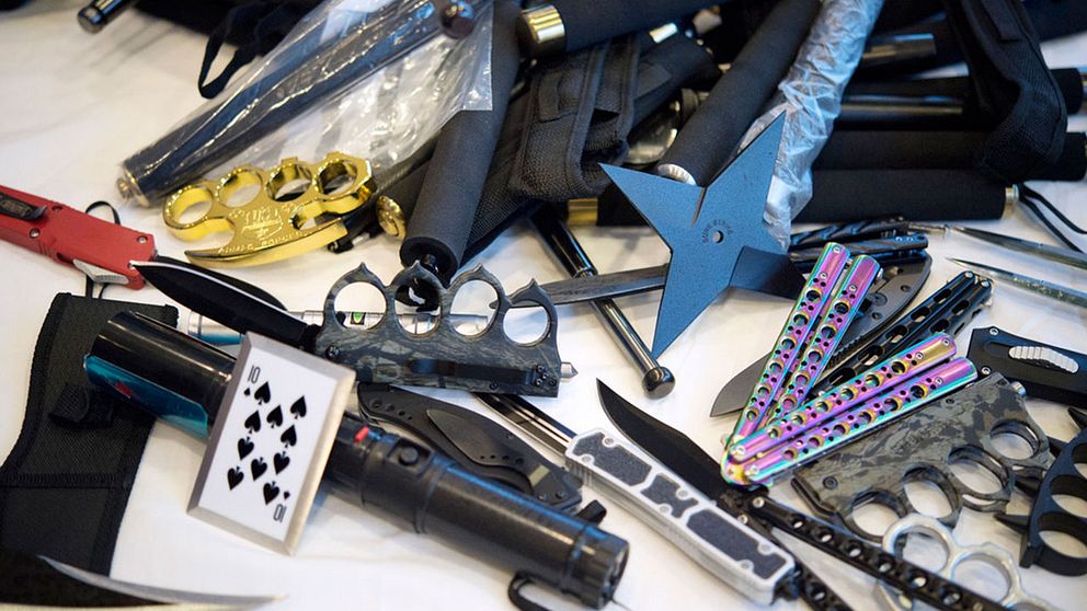Illegala vapen som hittats av Tullverket.