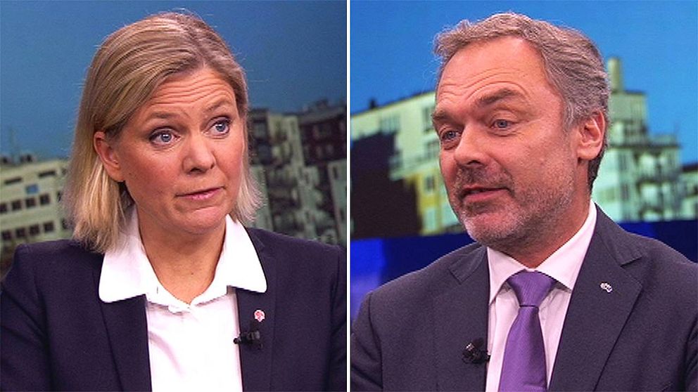 Magdalena Andersson och Jan Björklund i Aktuellt.