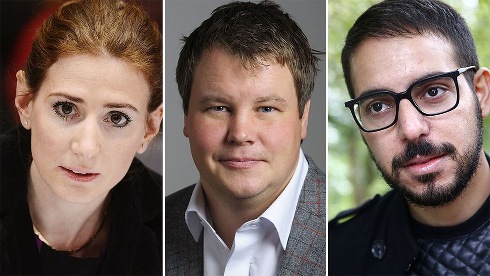 Caroline Szyber (KD), Johan Löfstrand (S) och Robert Hannah (L).