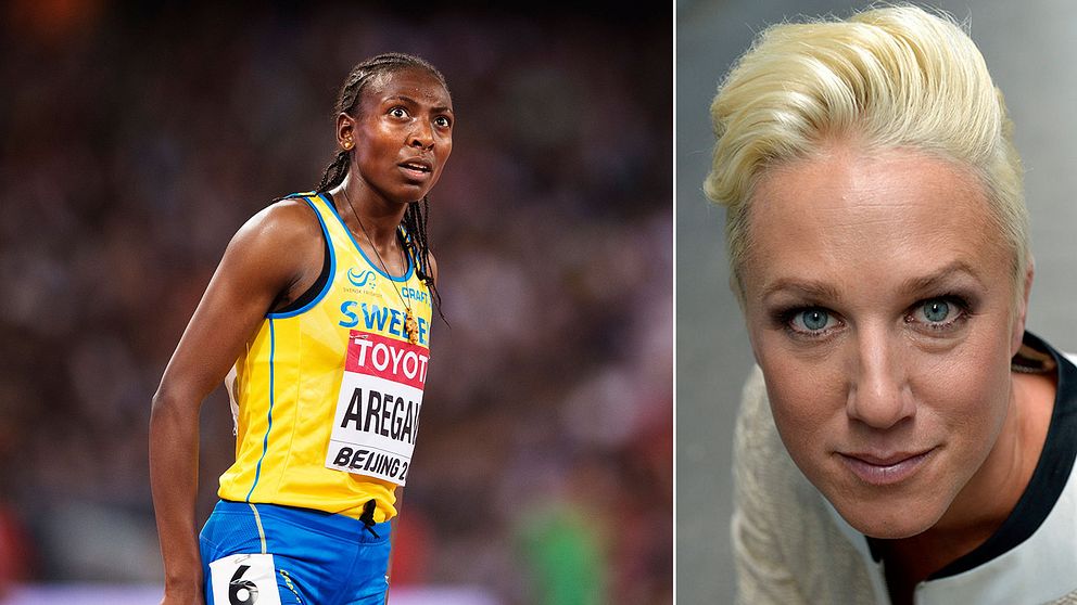 Abeba Aregawi och SVT Sports experts Kajsa Bergqvist.