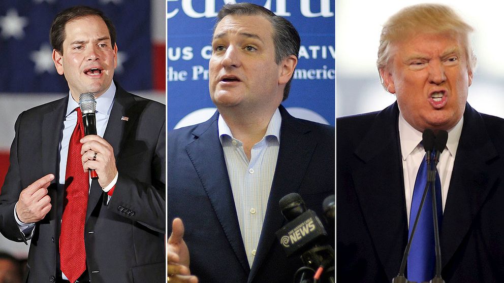 Marco Rubio, Ted Cruz och Donald Trump.