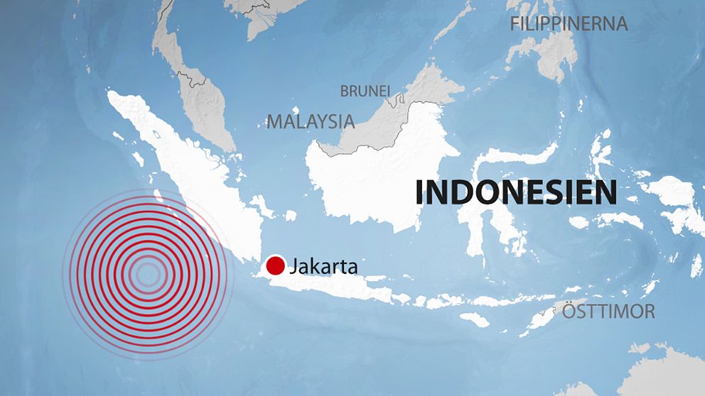 Jordskalvet inträffade utanför Sumatras västkust i Indonesien.
