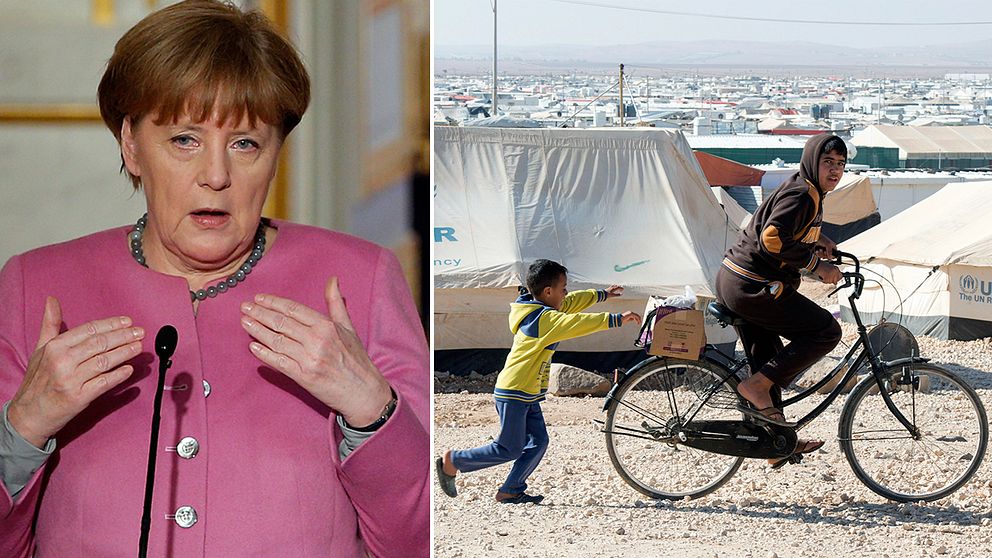 Tysklands förbundskansler Angela Merkel och flyktinglägret i Zaatari.