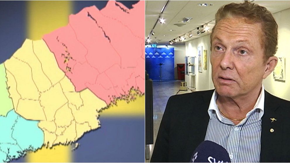 Politikern Kenneth Backgård i Norrbotten och en karta över Norrland