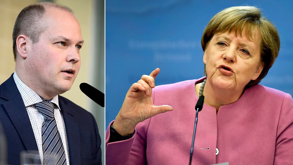 Migrationsminister Morgan Johansson (S) och Tysklands förbundskansler Angela Merkel.