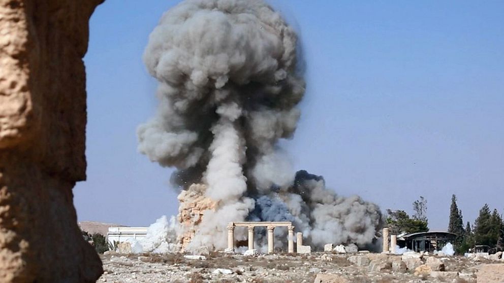 Terrorgruppen Islamiska Staten spränger ett tempel i världsarvsstaden Palmyra. Arkivbild.