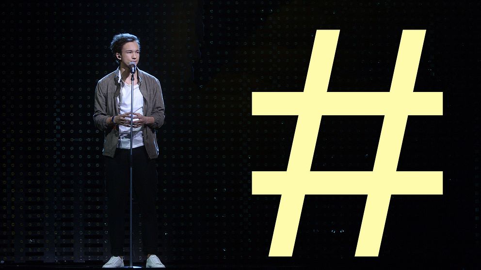 Montage: Frans och en hashtag.