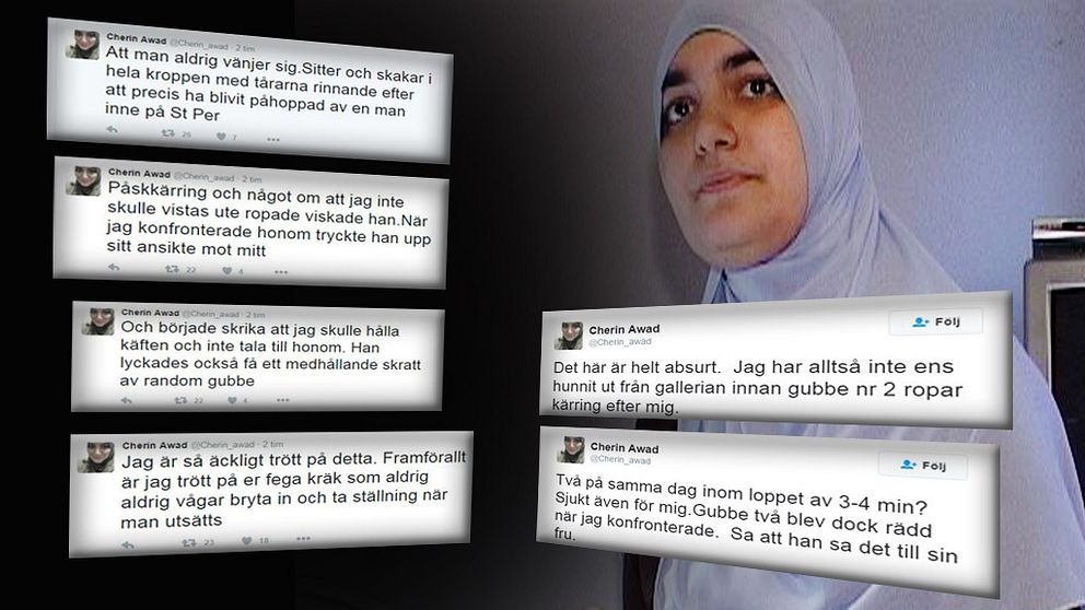 Cherin Awad blev attackerad två gånger i St Per-gallerian. För att hon bär hijab.