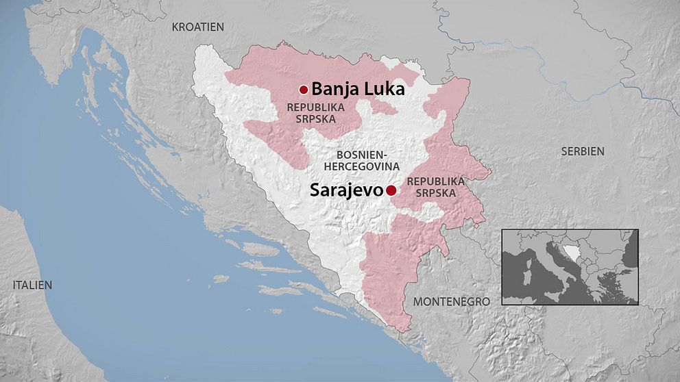 Bosnien-Herzegovina består av Republika Srpska, där en majoritet av invånarna är serber, och Federationen Bosnien-Herzegovina där det främst bor kroater och bosniaker.