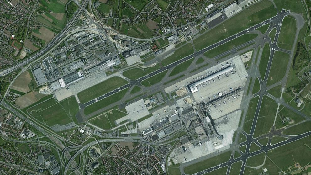 Satelitbild över den belgiska flygplatsen Zaventem.