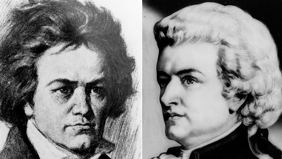 Beethoven och Mozart avbildade.