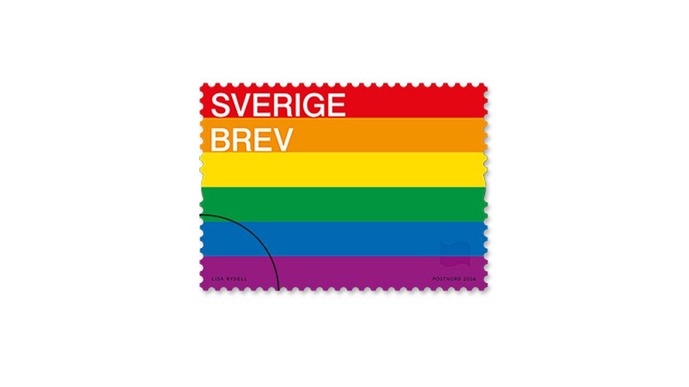 Prideflaggan som frimärke.