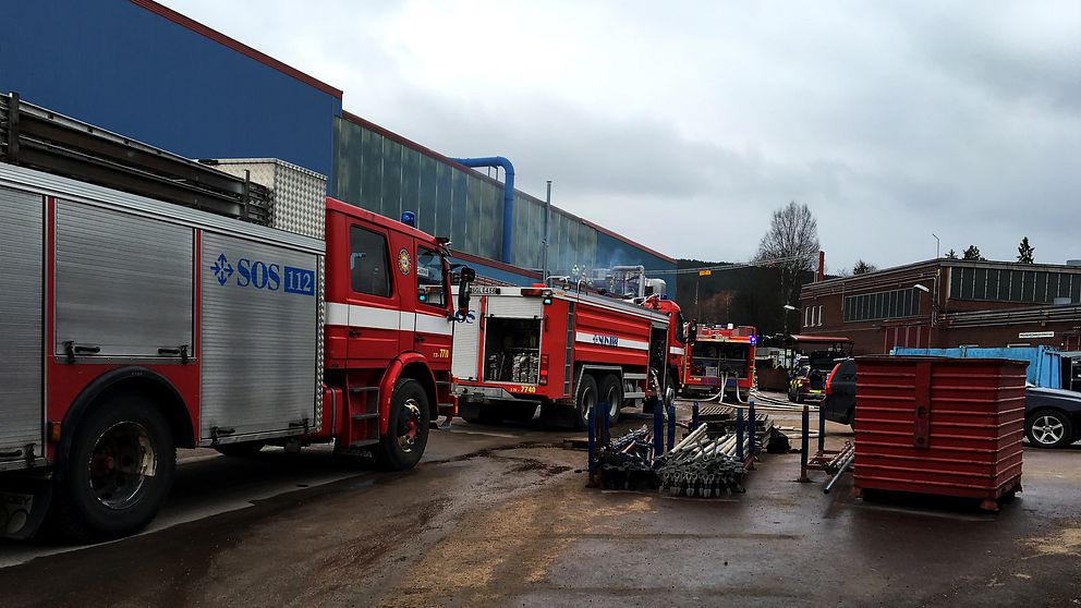 Räddningstjänsten på Hagfors järnverk.