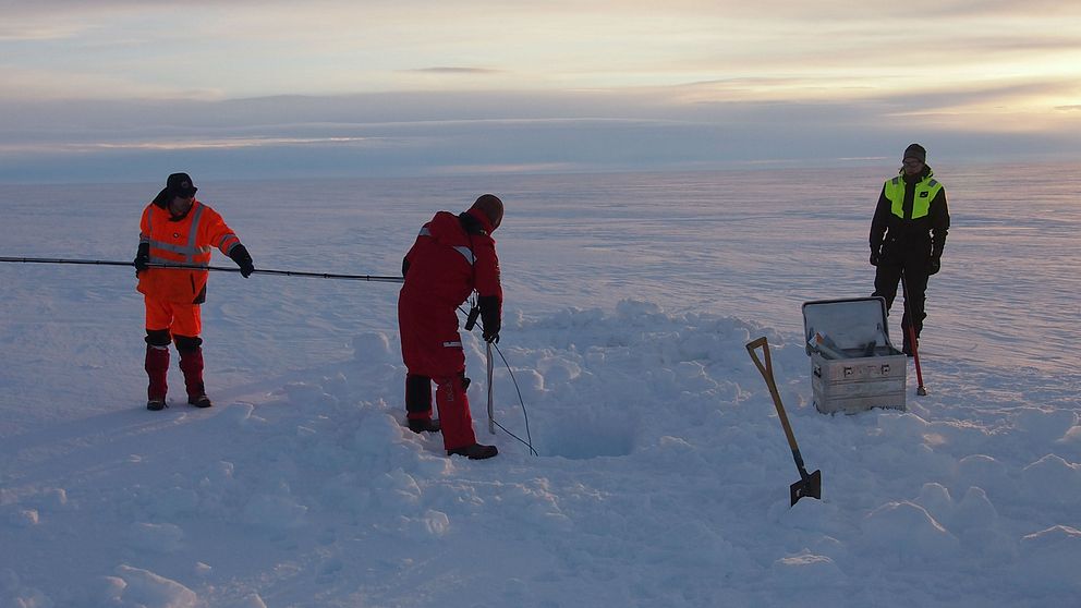 Mätningar i Antarktis. Svenska forskare på isen