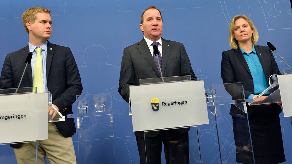 Pressträff på måndagen med utbildningsminister Gustav Fridolin (MP), statsminister Stefan Löfven (S) och finansminister Magdalena Andersson (S).