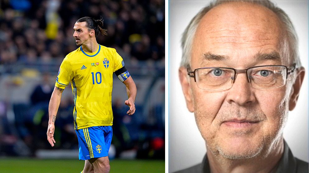 Zlatan Ibrahimovic iklädd landslagskläder. Nils Funcke.