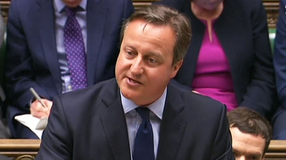 Storbritanniens premiärminister David Cameron i parlamentet.