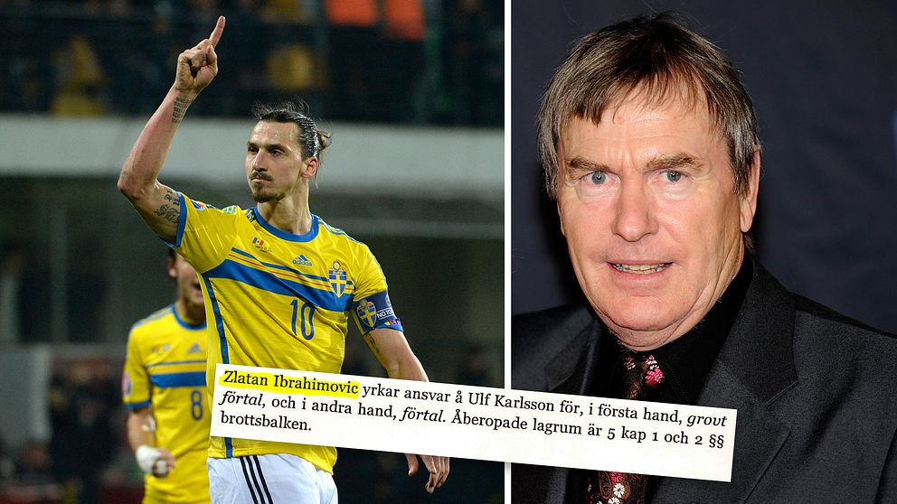 Zlatan Ibrahimovic och Ulf Karlsson. Skärmklipp från stämningsansökan.