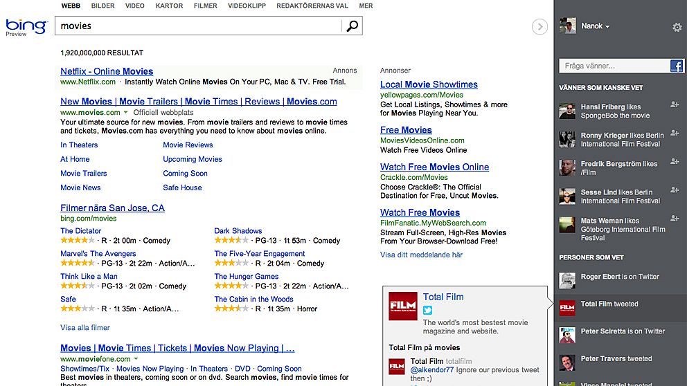 Bing kopplas ihop med Facebook