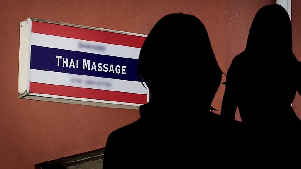 Skylt från thai-massage företagets lokaler i Uppsala