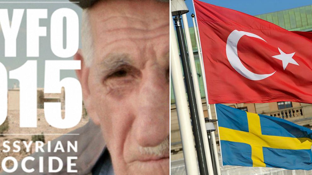 Affisch från för filmen och Turkisk och svensk fllagga på flaggstång.