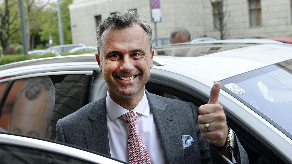 Norbert Hofer, från högerextrema Frihetspartiet (FPÖ), fick 36 procent av rösterna
