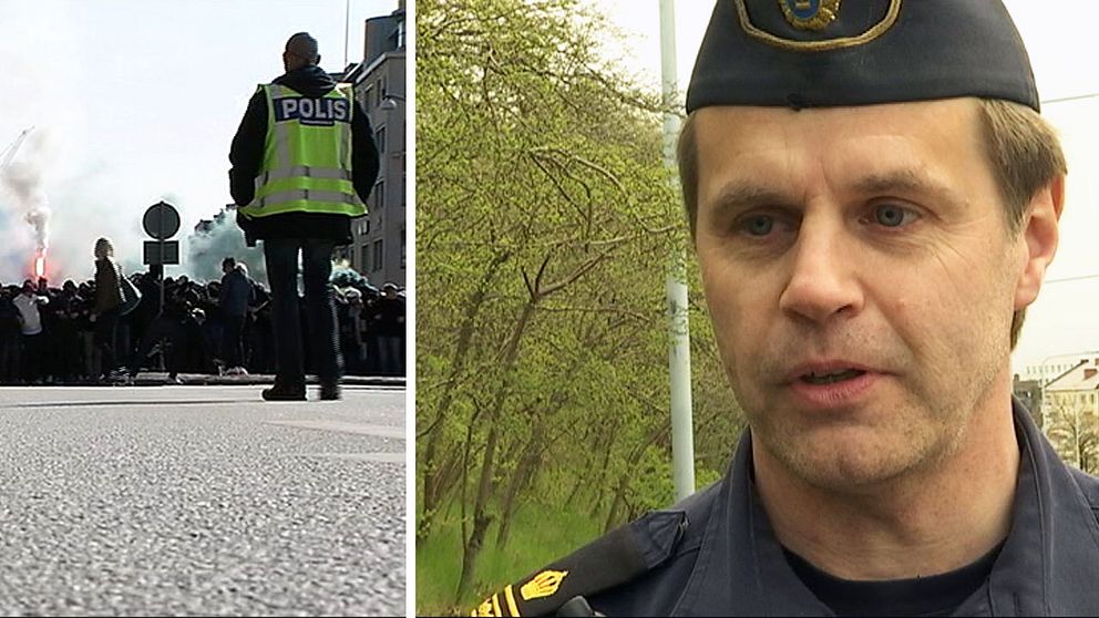En banger smällde till bakom Anders Jönsson när han var på väg in i polisbussen.