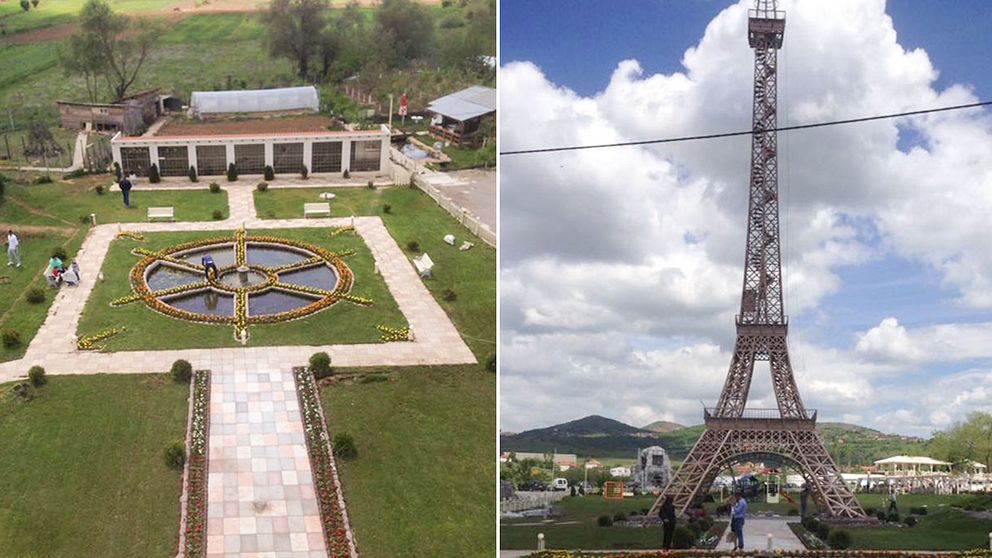 Nu härskar ett 32 meter högt Eiffeltorn i järn över stadssiluetten i den lilla kommunen Lipjan i Kosovo.