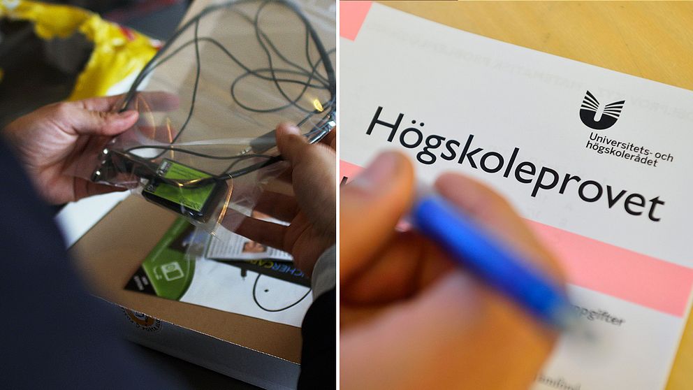 Allt som krävs för att fuska sig till toppresultat på högskoleprovet är en liten dosa som man kopplar till sin telefon, ett tunt kopparhalsband och små trådlösa öronsnäckor.