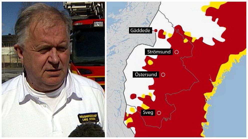 Lars Nyman, räddningschef inom räddningstjänsten berättar att risken för gräsbränder är stor.