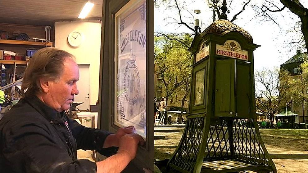Folke Ackerman har sedan 1970 talet både renoverat och byggt nya telefonkiosker i sin verkstad i Spånga.