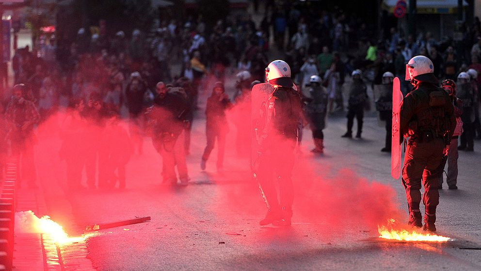 Protester i Grekland.