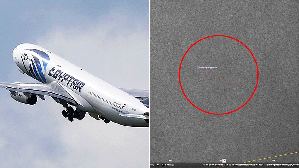 Egyptair. Oljefläck som tros komma från planet.