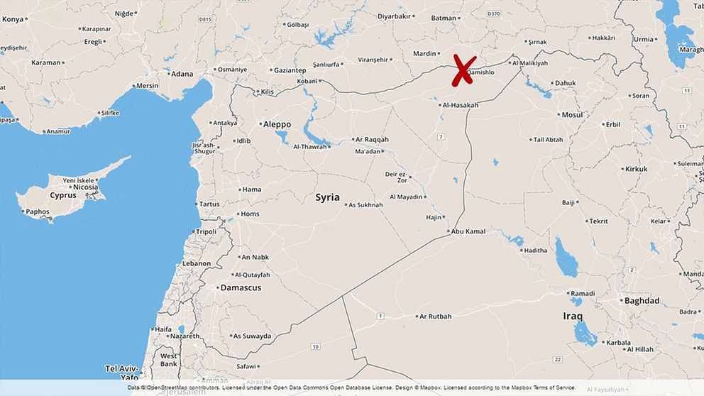 Karta över Syrien.