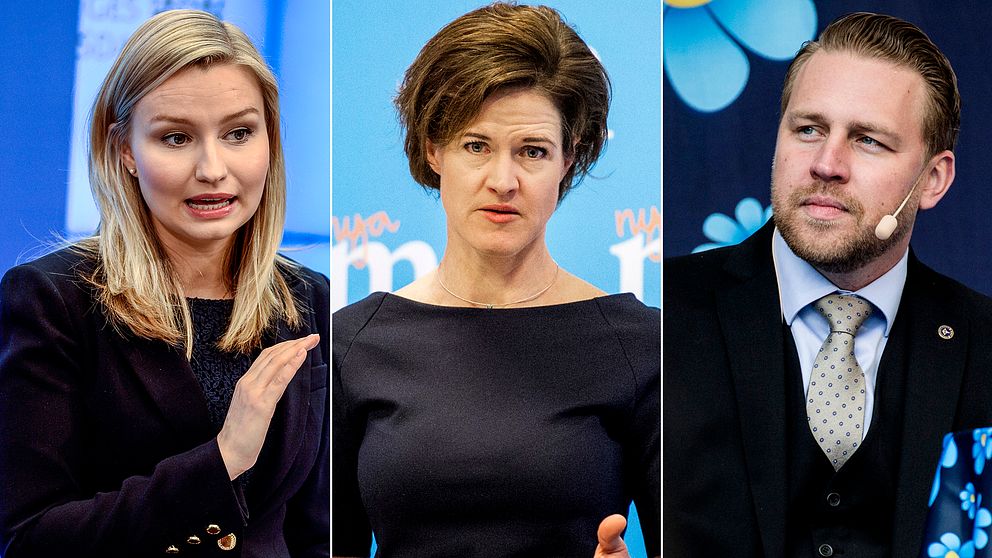 Kristdemokraternas Ebba Busch Thor, Moderaternas Anna Kinberg Batra och Sverigedemokraternas Mattias Karlsson.