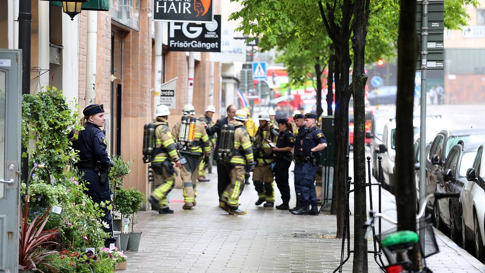 Brandmän på Olof Palmes gata