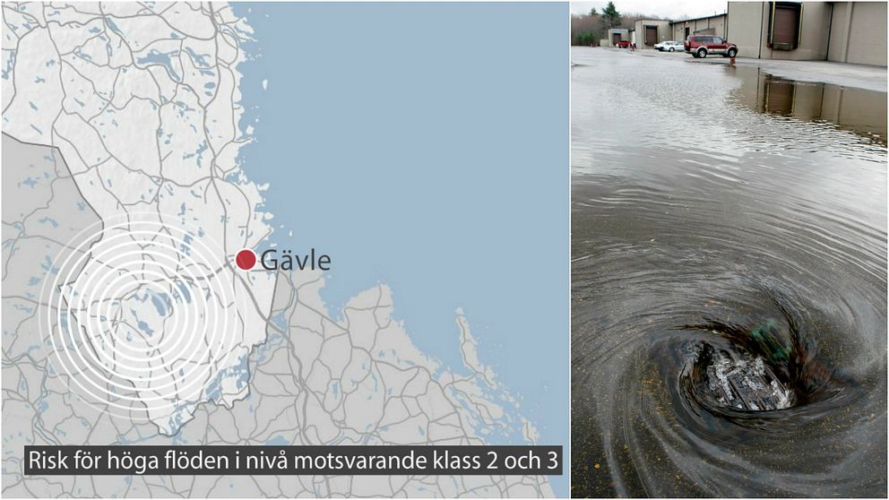 SMHI varnar för mycket höga flöden i vattendrag nära Gävle.