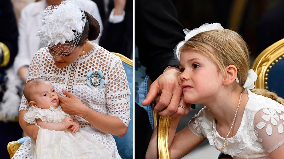 Prins Oscar, kronprinsessan Victoria och prinsessan Estelle.