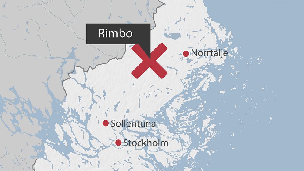 En karta som visar var olyckan har inträffat. Olyckan inträffade i Rimbo, en bit utanför Norrtälje.