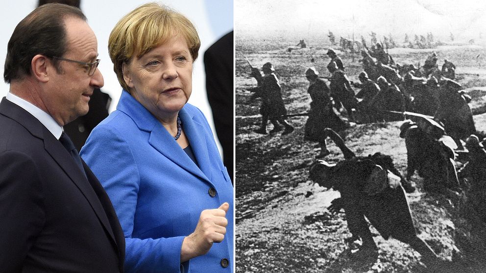 Hollande och Merkel hedrar i dag soldater som stupat i Verdun.