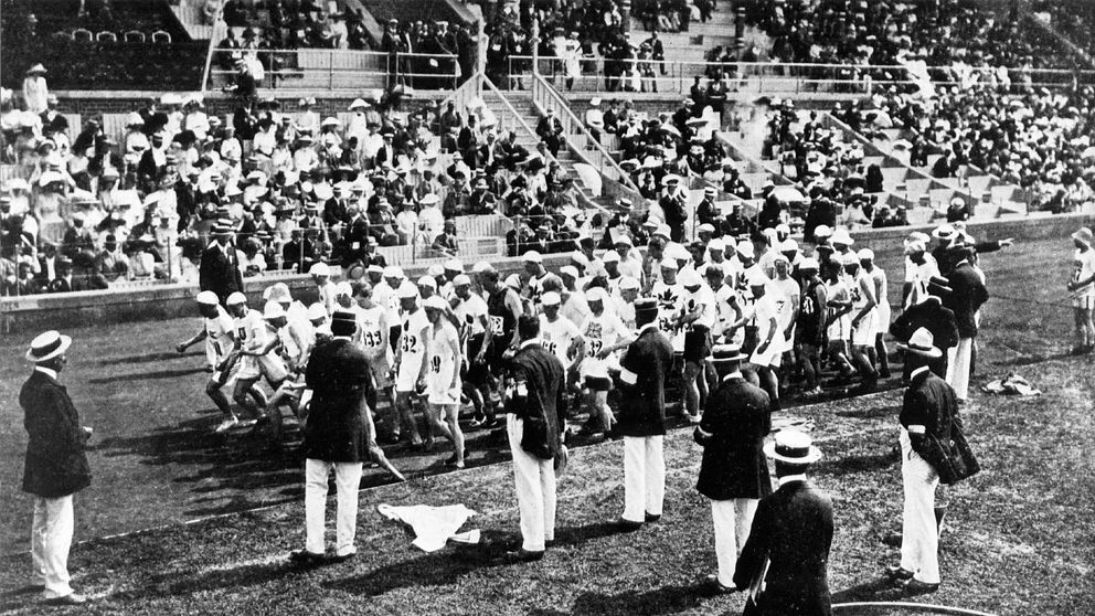 Startskottet går i maratonloppet 1912.