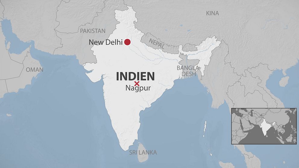 Karta på Indien.