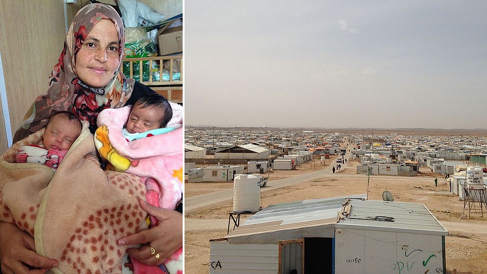 Mariam Nimr födde tvillingarna Malak och Ahmad på förlossningskliniken i Zaatari.