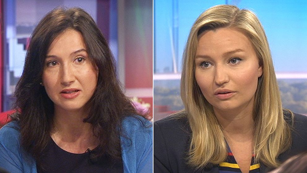 Aida Hadžialić (Socialdemokraterna) och Ebba Busch Thor (Kristdemokraterna)