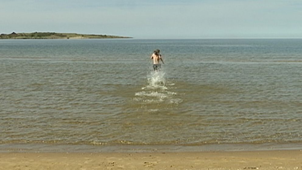 Dumdristigt eller tufft är upp till var och en att bedöma, men SVT Nyheter Hallands reporter Jonathan Otter räddes inte det kalla havsvattnet vid Tylösand utanför Halmstad den 6 maj.