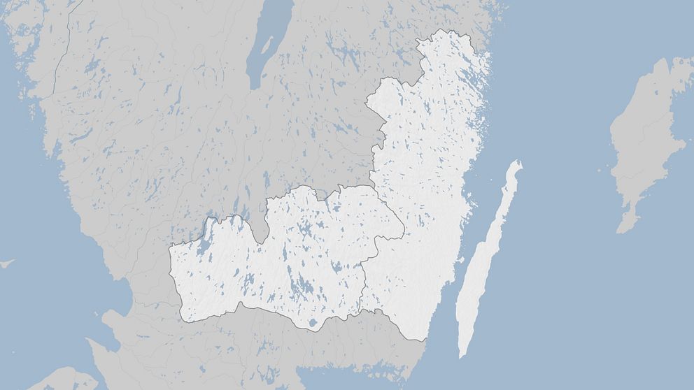 Karta över Kronobergs och Kalmar län.