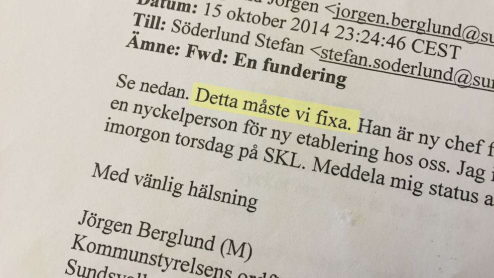 Jörgen Berglunds mejl om att låta en person gå före i förskolekön