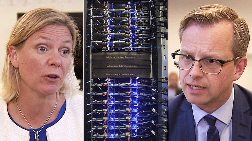 Finansminister Magdalena Andersson (S) och näringsminister Mikael Damberg (S) hoppas båda att regeringens förslag om sänkt elskatt för dataindustrin ska generera fler nya jobb.